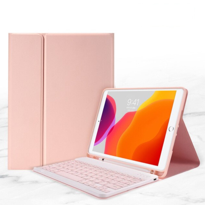 ABEIFAN Toetsenbord Hoes voor iPad Pro 11 2020 - QWERTY Multifunctionele Keyboard Bluetooth Smart Cover Case Hoesje Roze