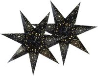 Decoris Verlichte Kerststerren - Zwart - 60 cm - Papier - 2 Stuks