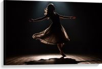 Merkloos / Sans marque Canvas - Silhouet van Dansende Ballerina op het Podium - 90x60 cm Foto op Canvas Schilderij
