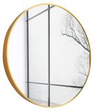 Miroir mural rond pour salle de bain ou chambre avec cadre en métal