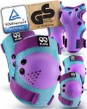 99FLIPS Skate Kniebeschermer Set - Bescherming Kinderen Knee en Elbow Bescherming - Skaten Protection Beschermset - Blauw Paars - Maat S/M