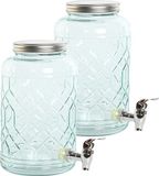 Item International Distributeur de boissons Robinet - 2x - 3.6 Litre - verre/métal travaillé - robinet/couvercle