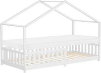 ML-Design Kinderbed Huisbed 90x200 cm Wit met Matras H:10 cm
