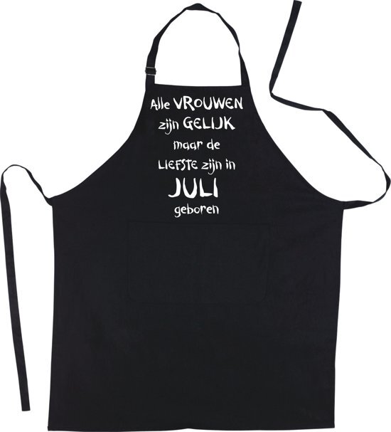 mijncadeautje - Luxe schort - zwart - Alle vrouwen zijn gelijk - juli