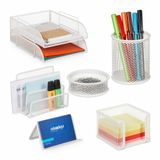Relaxdays bureau organizer set, 7-delig, metaal, wit