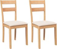 vidaXL Eetkamerstoelen met kussens 2 stuks massief hout naturel rubber