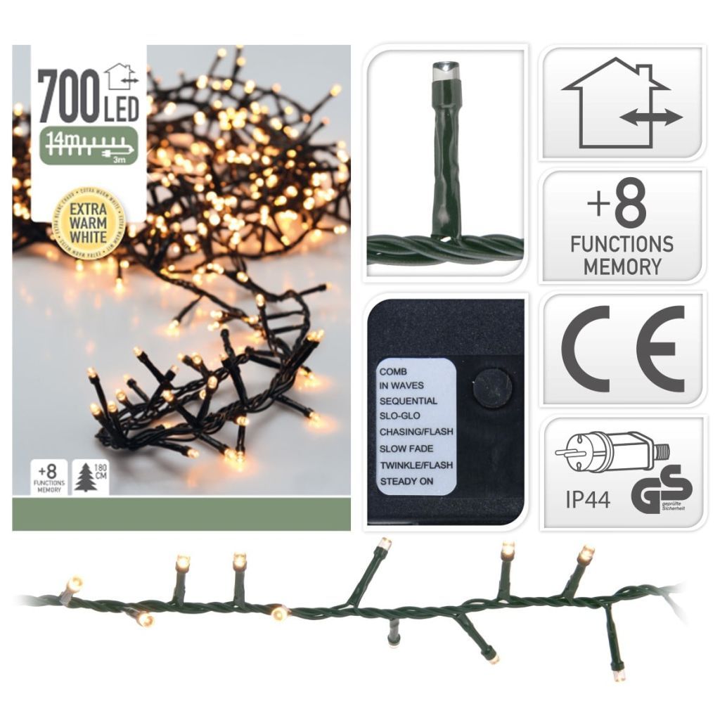 Nampook Kerstboomverlichting - 14m - 700 LED - Extra Warm Wit