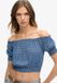 Superdry Top court à manches courtes et smocké - Femme - Mini Geo Blue - UK8-EU36