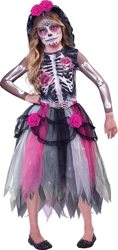 Amscan Verkleedset Skelet Meisjes Roze/wit Maat 116 Halloween