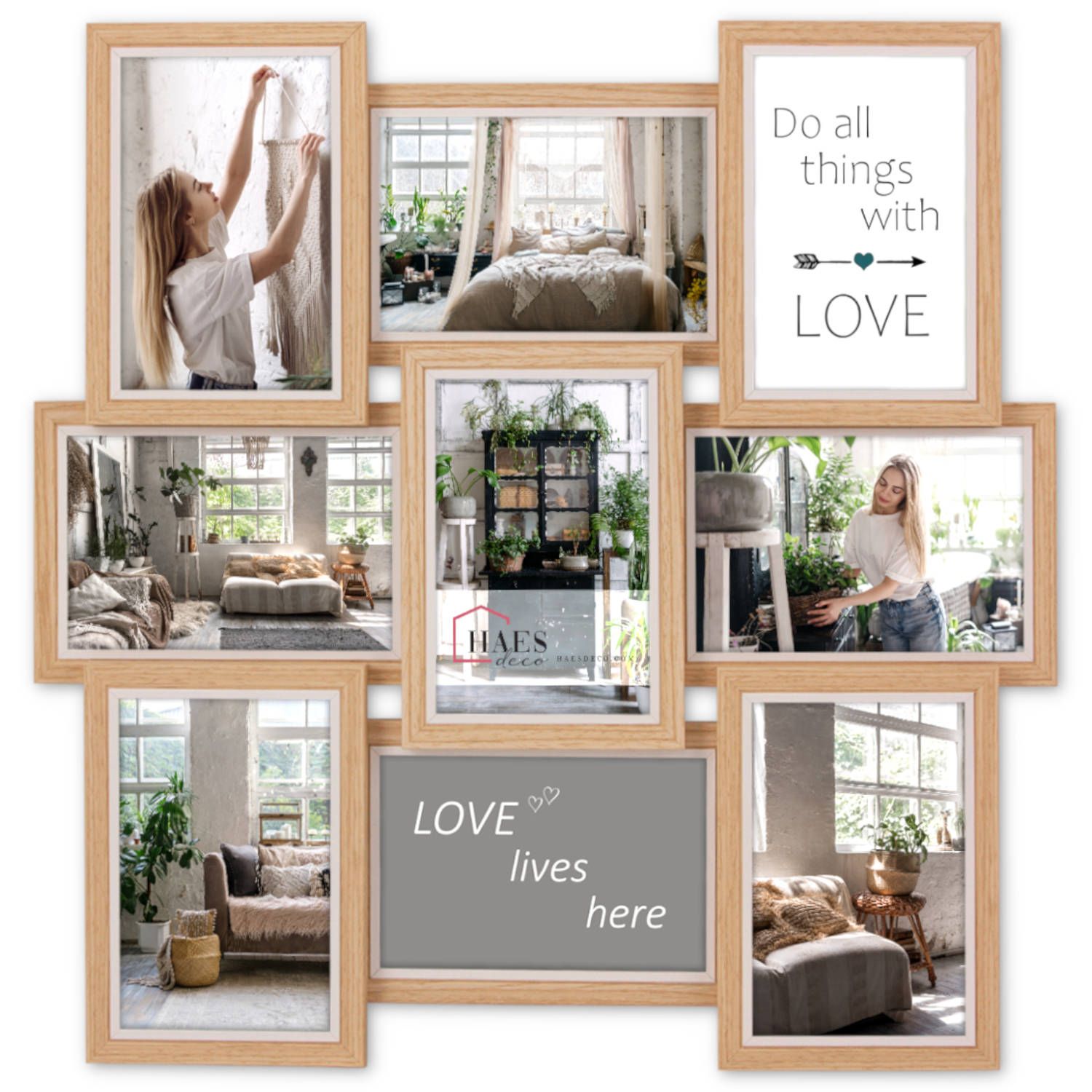HAES deco - houten fotolijst voor 9 foto's 10x15 - MP128