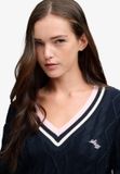 Superdry - Pull de cricket léger Coupe décontractée - Femme - Coton - Taille 10 - Eclipse Navy