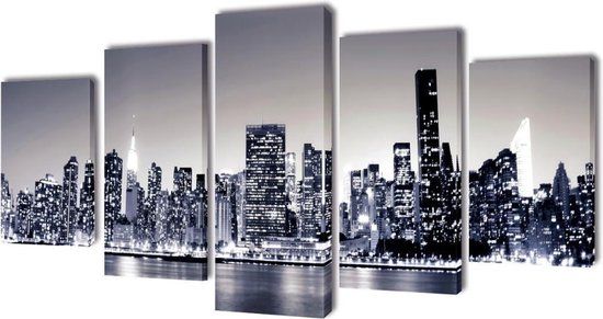 vidaXL Canvas Muurprint Set New York Skyline 200 x 100 cm