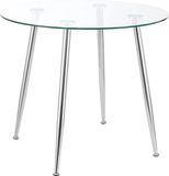 en.casa Glazen tafel Humppila rond 75x80 cm chroom en transparant