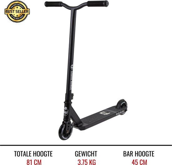 Longway Adam Stuntstep - Zwart - 110mm Wielen - 4+ jaar