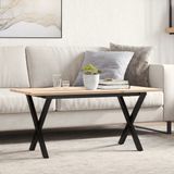 vidaXL Salontafel X-frame 100x50x45 cm massief grenenhout en staal