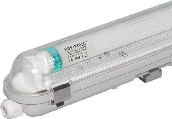 HOFTRONIC LED TL armatuur 60cm IP65 Waterdicht 4000K Neutraal Wit 9W 1260lm 140lm/W Flikkervrij Koppelbaar Incl. LED Buis