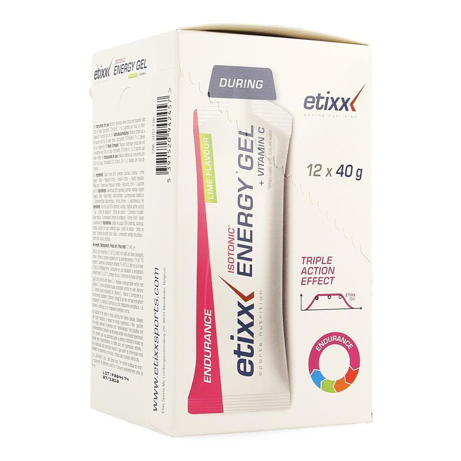 Etixx Isotonic Energy Gel lime 40 g Gelstick 12 stuks