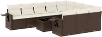 vidaXL 11-delige Loungeset met kussens, polyrattan, bruin