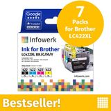 Infowerk Cartouches d'encre pour Brother LC422XL, multipack (BK/C/M/Y), 7 pièces