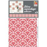 PLAGE 9 tegels sticker-Miyoshi rood, vinyl, 10 x 0,1 x 10 cm