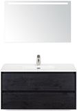BES LED Dante Badmeubelset 100 cm - Black Oak - Keramische Wastafel Wit Cover met Sence Spiegel