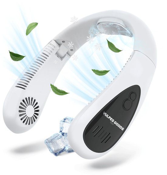 Vulpes Goods® Tech - Nek Ventilator met Koelelement - Oplaadbaar & Geruisloos - Draagbare Gezichtsventilator - 3 Standen met Extra Koeling - ELITE Versie