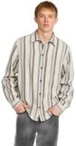 Revolution Race AB Blauw Gestreept Biologisch Katoen Lange Mouw Klassieke Kraag Borstzak Knopen Shirt S