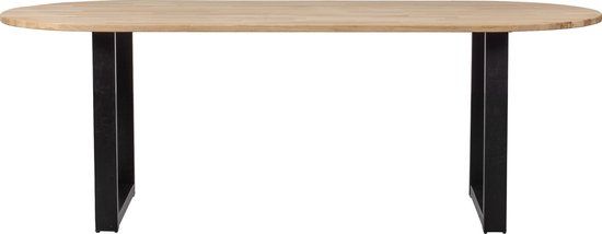 WOOOD Tablo Tafel Ovaal met U-Poot - Eiken/Metaal - 75x220x90
