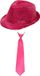 Merkloos Carnaval verkleed set - hoedje en stropdas - roze - volwassenen - glitters