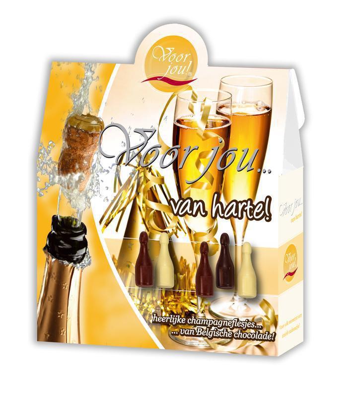 Voor Jou Chocolade champagneflesjes van harte 100 G