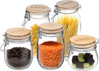 5Five - Set 5x Pots de conservation en verre 0.50/0.75/1.0/1.5/2.0 Litre