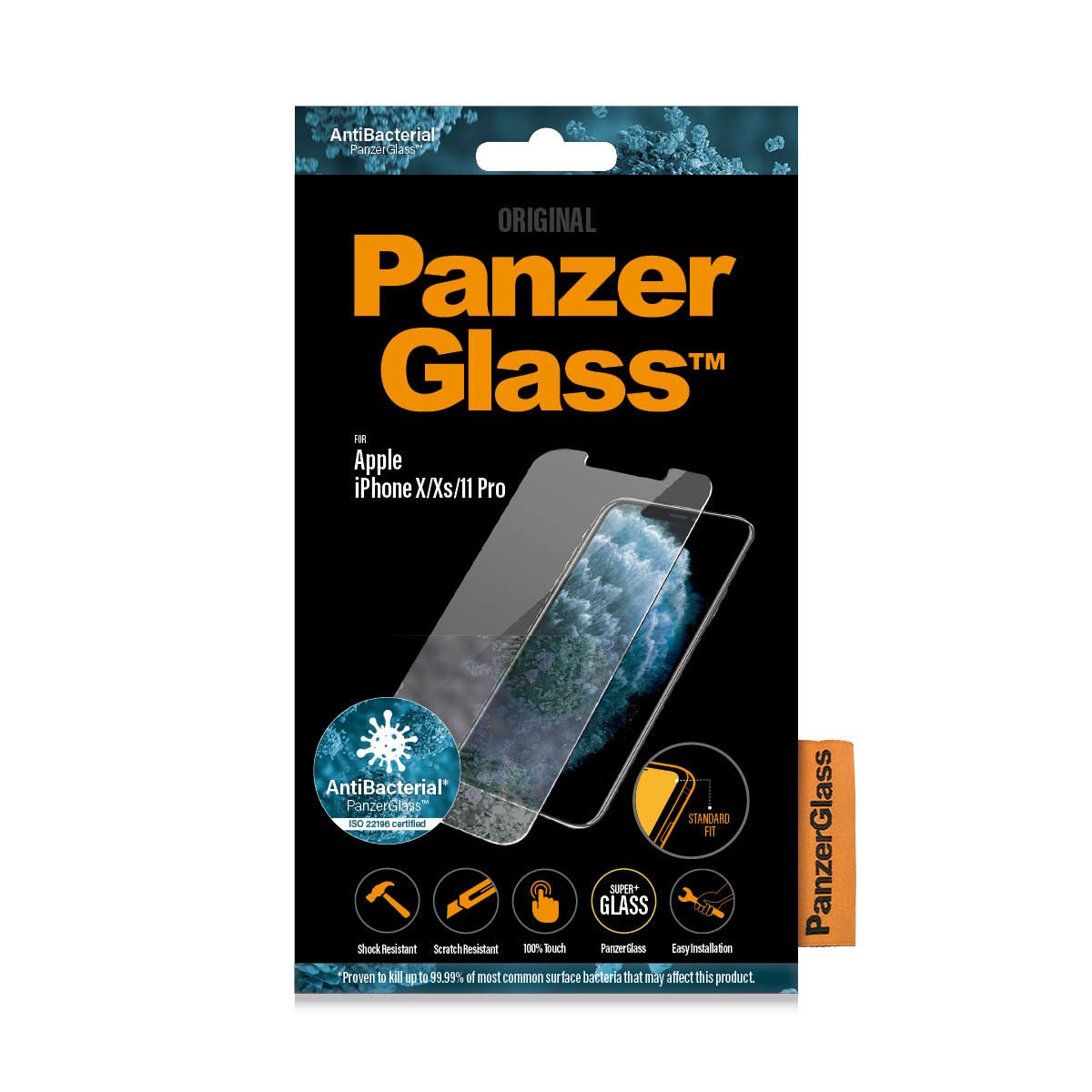 PanzerGlass Anti-Bacterial Screenprotector voor iPhone X / Xs / 11 Pro