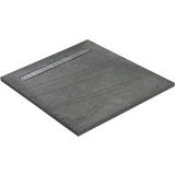 Receveur Pierre Naturelle Ardoise Claire 120 X 120 cm - Grille Caniveau Acier Excentrée