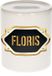 Bellatio Decorations Shoppartners Bv Spaarpot met voornaam Floris - wit - met goud/zwart embleem - 8 x 9 cm - keramiek - met afsluitdop - cadeau verjaardag