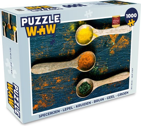 MuchoWow Puzzel Specerijen - Lepel - Kruiden - Bruin - Geel - Groen - Legpuzzel - Puzzel 1000 stukjes volwassenen - Sinterklaas cadeautjes - Sinterklaas voor grote kinderen