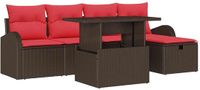 vidaXL Tuinbank Set 6-delig Bruin Polyrattan