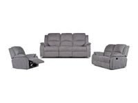 Vente-unique HERNANI Driezits, tweezits relaxbank en relaxfauteuil van microvezel - grijs