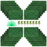 VEVOR Kunstmatige buxuspaneel UV, buxus heggenwandpanelen, kunstgras achtergrond muur 4 cm groene grasmuur, nep-heg voor decor privacyhek binnen, buiten (24" x 16", groen, 24)