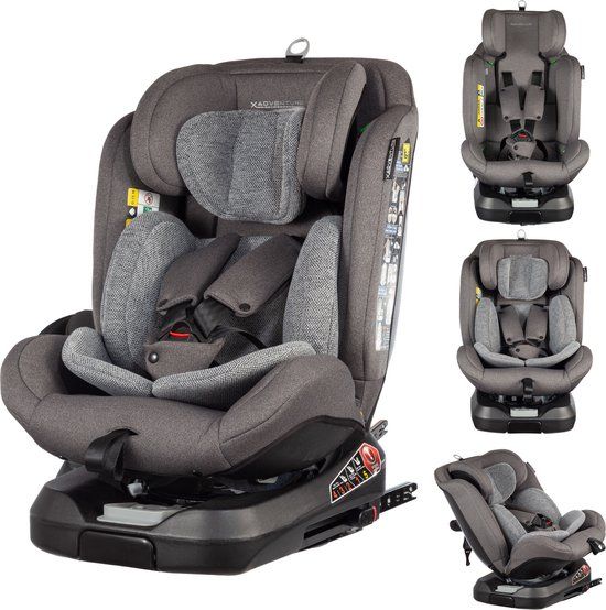 X Adventure Autostoel 360° Draaibaar Supreme - i-Size Met Isofix - Groep 0/1/2/3 (40 cm tot 150 cm) -Vanaf Geboorte tot 12 jaar - Denim Grey