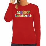 Bellatio Decorations Kersttrui / sweater voor dames - Merry Christmas - rood - vrolijke kerst XXL