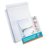 Oxford 400026750 10 stuks geperforeerde hoezen met beschermklep 11 gaten PVC glad A4 kleurloos