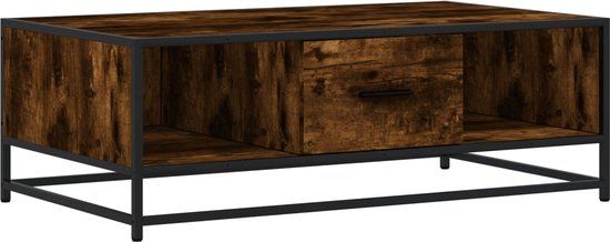 vidaXL Salontafel 100x57x35 cm bewerkt hout en metaal gerookt eiken