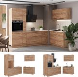 Vicco Keuken Fame-Line, Goudkleurig Eiken/Goudkleurig Eiken, 220 x 120 cm, WB Marmer