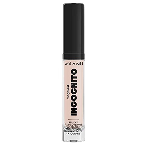 Wet n'Wild Megalast Incognito Full-Coverage Concealer, Naadloos en Rijk aan Pigmenten, Medium tot Volledige Dekking, Matte Finish, Voedende en Hydraterende Formule, met Shea Butter, Light Beige