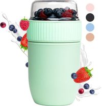 Coninx Yoghurt beker to go - Muesli beker to go - Lunchbeker - Lunch to go - Meeneem Mueslibeker 640ml (450ml+190ml) - Back to school - Groen