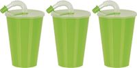 Juypal Hogar Juypal Drinkbeker met deksel en rietje - 6x - groen - kunststof - 450 ml
