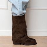 POSH by Poelman western suèdelook cowboy boots - donkerbruin