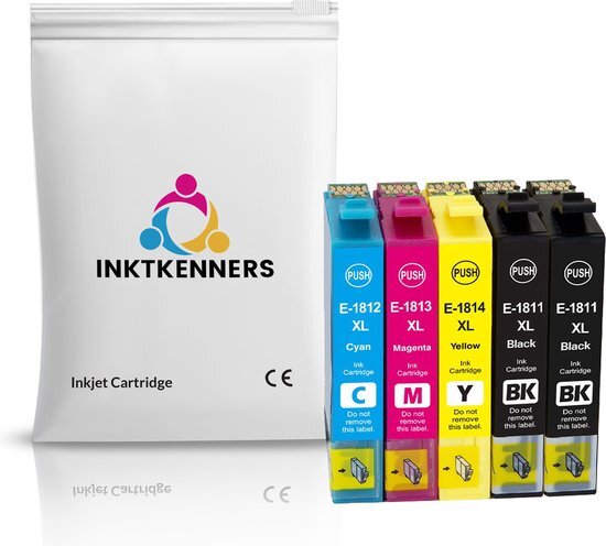 Ink Power Inktcartridges voor Epson 18XL | Multipack van 5 cartridges voor Epson Expression Home XP202, XP205, XP30, XP302, XP305, XP402, XP405, XP412, XP415, XP315, XP312, XP215, XP212, XP225, XP322, XP422, XP425, XP325, XP222
