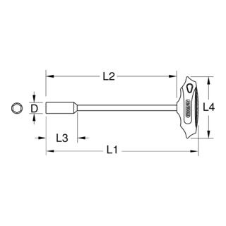 KS Tools CHROMEplus T-handle nut driver, long, 5.5mm