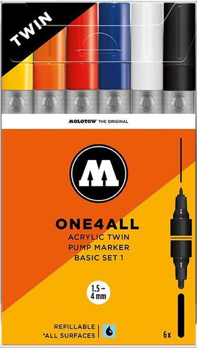 Molotow One4All - Twin basis-set 1 - 6 stuks - 1,5 - 4mm